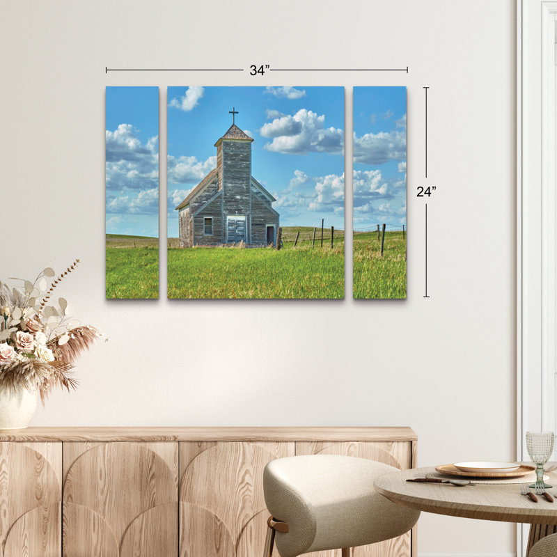Ensemble de 3 panneaux - James McLoughlin «Barn Scene V», art mural sur toile pour le salon, la chambre à coucher ou le bureau 