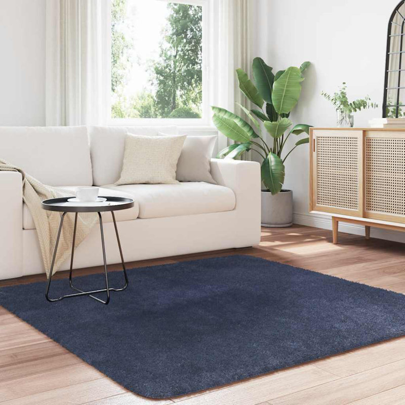 Shaggy Rug High Pile NAVARRA Navy Polyester, Square 160cm
