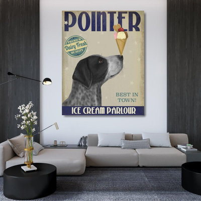 Ophelia & Co. Fab Funky Gallery Wrapped Canvas Art Titled: German Shorthaired Pointer Ice Cream, Black