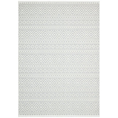Hyuk Rectangle Geometric Flokati Indoor / Outdoor