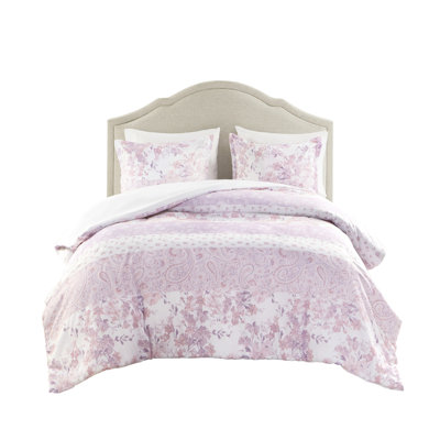 2pcs Floral Paisley Twin/twin Xl Microfiber Duvet Cover , Soft And Romantic, Button Closure, Machine Washable, - Labeled Includes 2 Shams, Pink