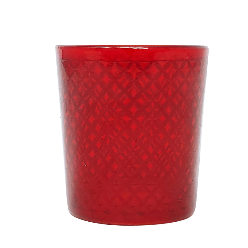 3'' H Glass Tabletop Votive Holder, Red