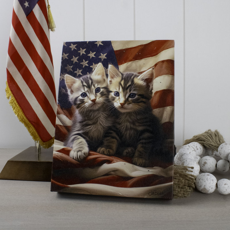 Patriotic Kittens 8X6 Lighted Tabletop Canvas
