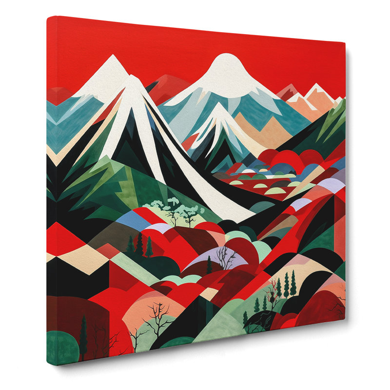 Japanese Mountains Constructivism No.5 - Wrapped Canvas, 35cm H x 35cm W x 3cm D