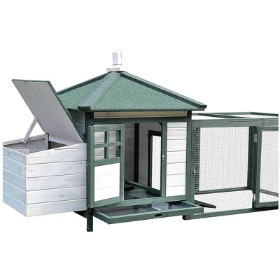Poulailler en bois 77 po avec boîte de nidification PawHut, mignon poulailler extérieur avec plateau amovible, rampe, pour jardin