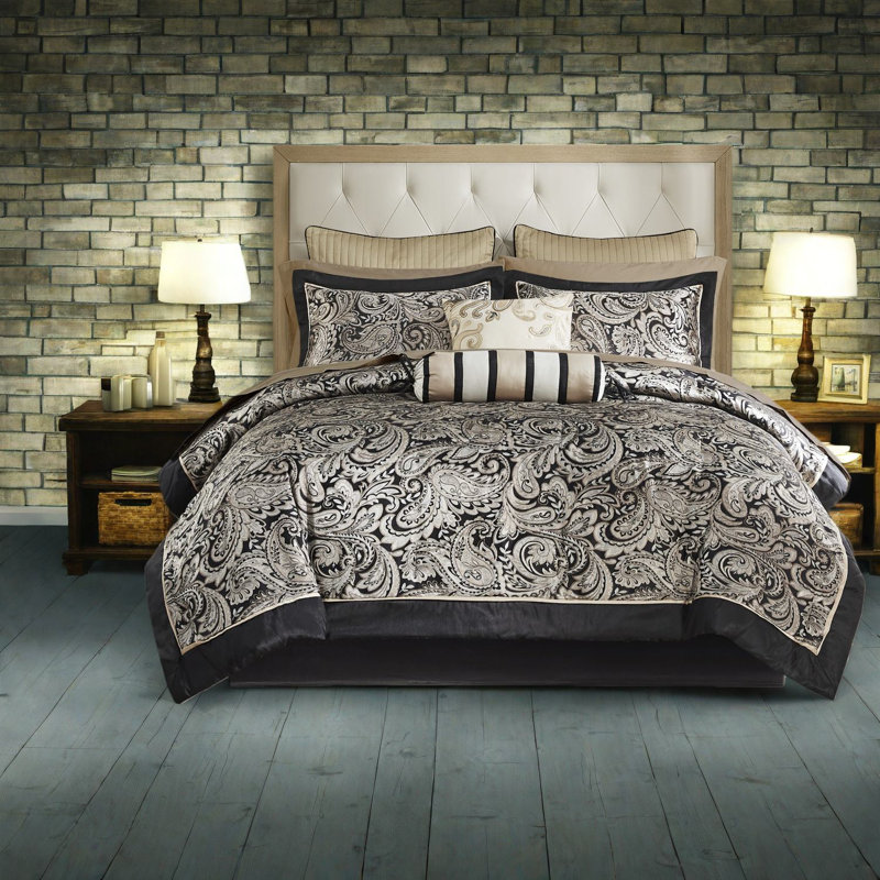Ensemble de literie élégant 12 pièces avec draps 100% coton, motif cachemire moderne pour le confort de la maison