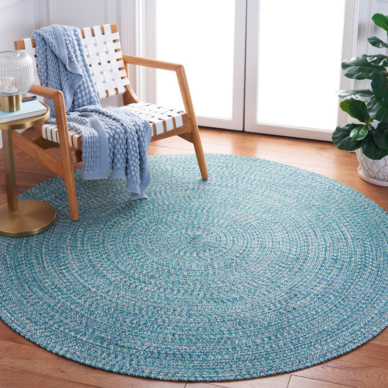 Trombley Braided 201 Area Rug In Teal / Green, Round 8'