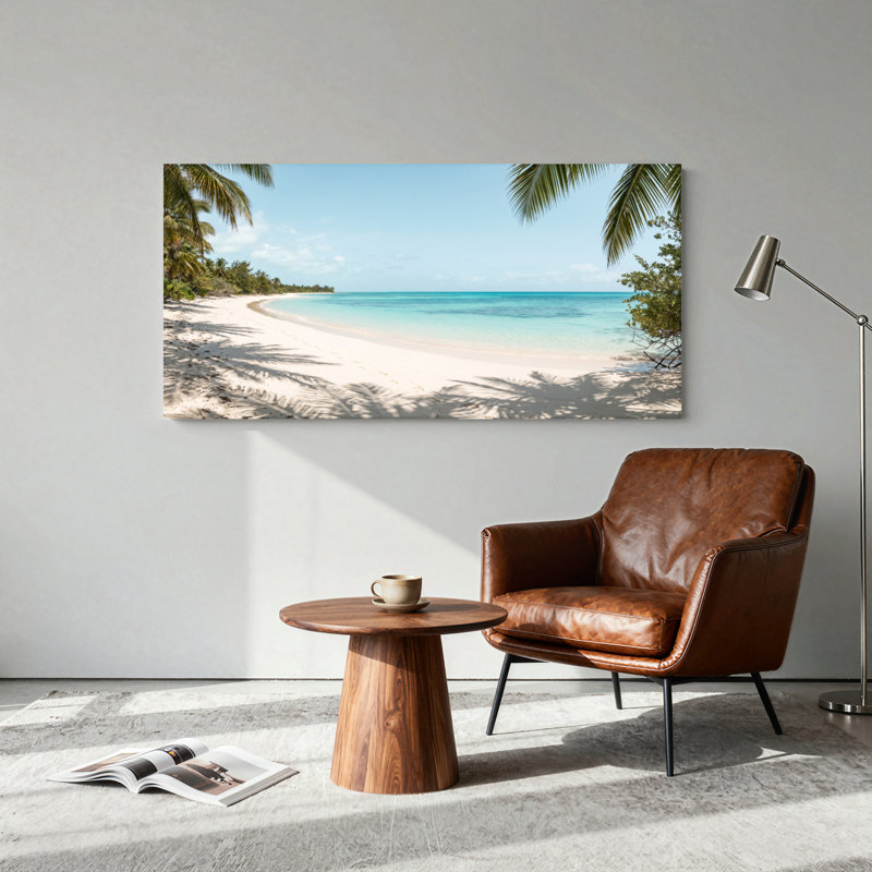 Ensemble de 1 tableau sur toile « Plage tropicale », 58“W x 28”H, Toile tendue