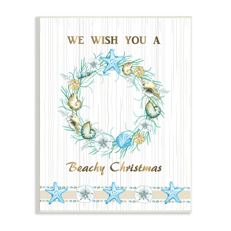 Beachy Christmas Sea Life Seashell Wreath, H 19 po x l 13 po x P 0,5 po, Plaque murale