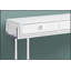 Console étroite blanche brillante avec tiroir de rangement, idéale pour les entrées et les salons, structure en métal chromé-1779002779