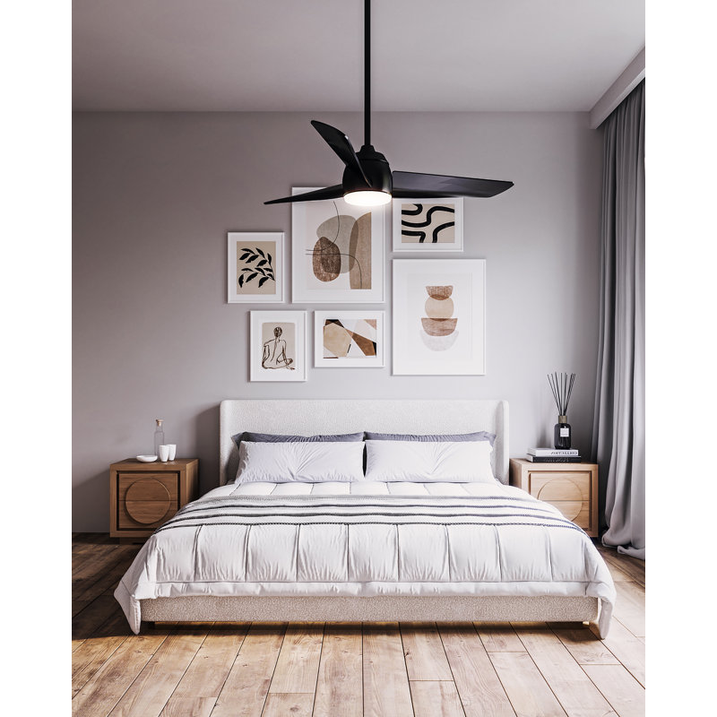 Thalia Smart LED Downrod Ceiling Fan, Matte Black, Matte Black