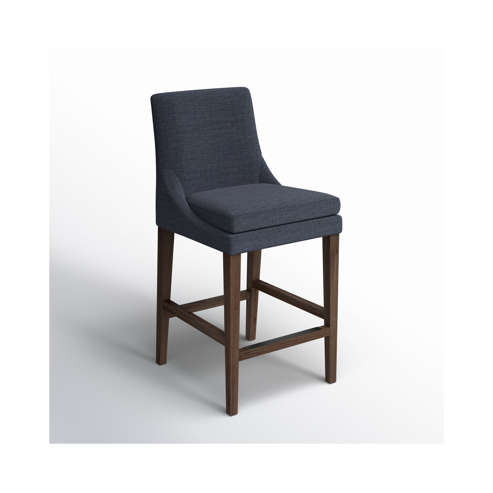 Niara Upholstered Counter & Bar Stool, Counter Stool (26” Seat Height), Effie Indigo Performance Linen
