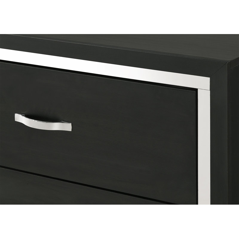 Meuble de chambre à coucher moderne à 1 tiroir Glam 4 tiroirs avec poignées en métal noir