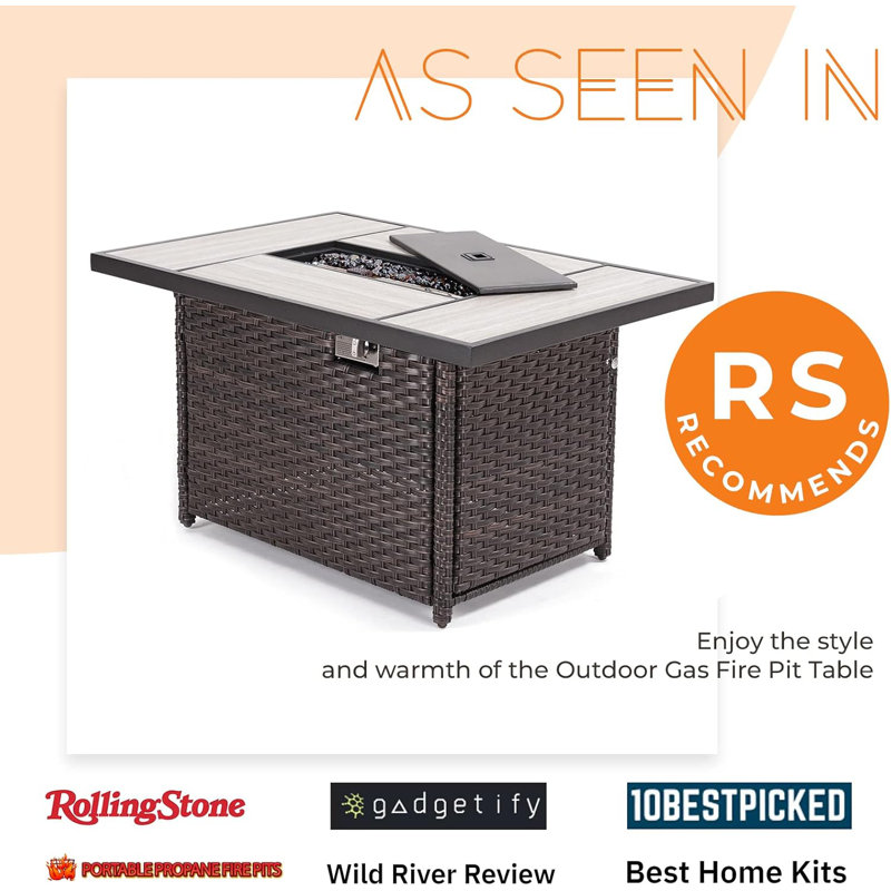 43 in. Bronze Propane Gas Fire Pit Table with Ceramic Top