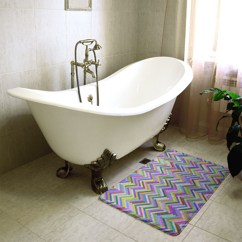 Tapis de bain rectangulaire à chevron antidérapant herringbone, l 21 po x L 34 po, Mauve