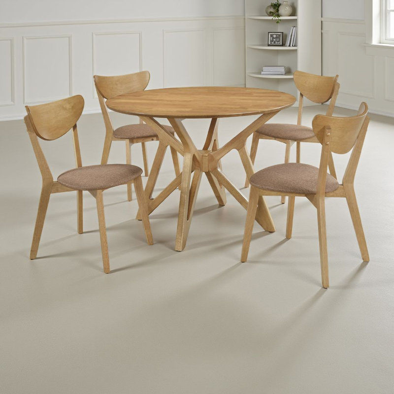 Ensemble de 4 chaises de table de salle à manger Evans, base angulaire, brun noyer clair