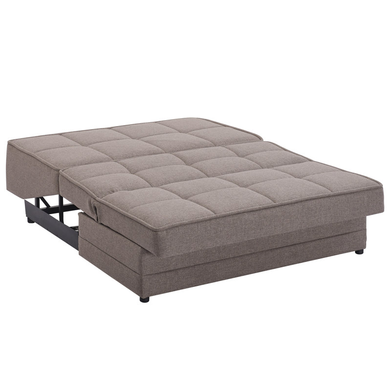 Caily 55 in. Fabric Upholstered 2-Seater 3-in-1 Sleeper Loveseat Sofa Bed with Storage, Beige Chenille