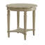 Table d'appoint ronde blanche antique classique avec tablette ouverte en bas pour le rangement, style français, diamètre 62 cm (24,5 pouces), décoration intérieure