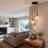 3-Light Cluster Pendant Lamp With Hammered Glass