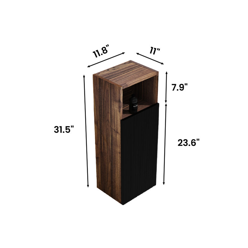 Étagère latérale de salle de bain - noir et noyer, armoire fonctionnelle en noyer facile à assembler