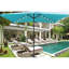 Parasol rectangulaire pour terrasse à DEL 10 pi x 6,5 pi - Turquoise, eau, facile à assembler, avec manivelle et bouton inclinable pour la cour arrière, protection extérieure turquoise, durabilité du pavillon, jardin au bord de la piscine-1514422080