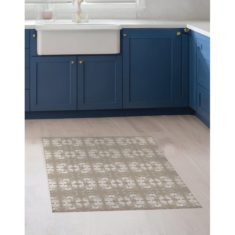 Tapis de cuisine Groovy Flowers, Taupe, Rectangle 4pi x 6 pi