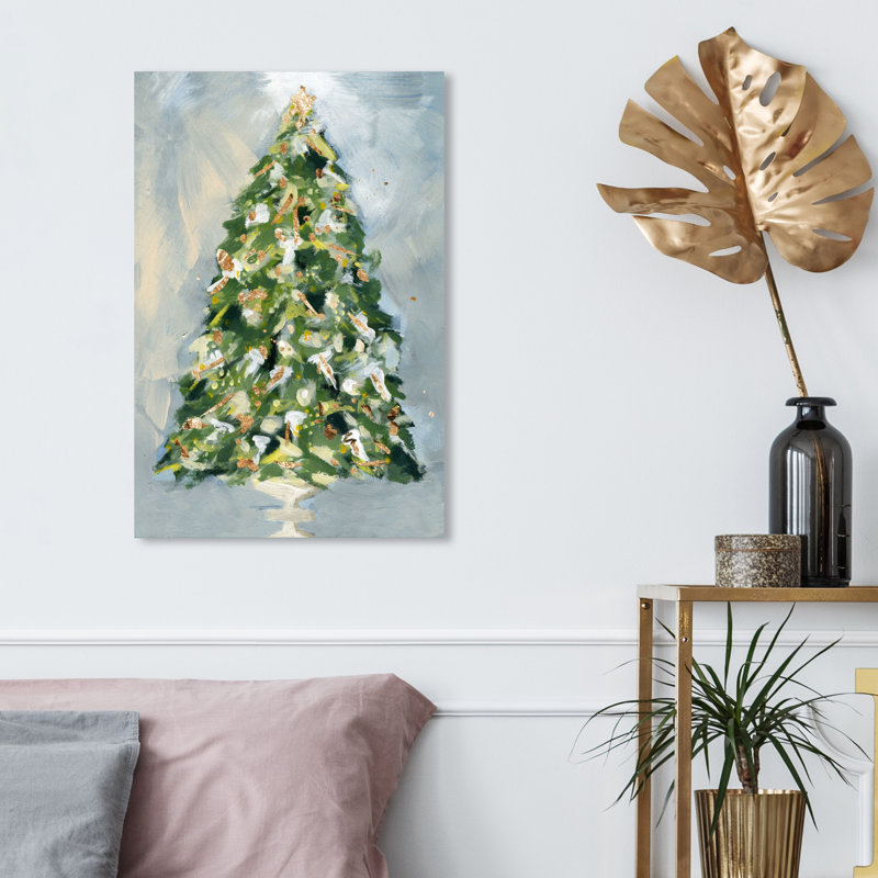 «Christmas Tree 3», peinture sur toile, H 24 po x l 16 po x P 2 po, Toile tendue