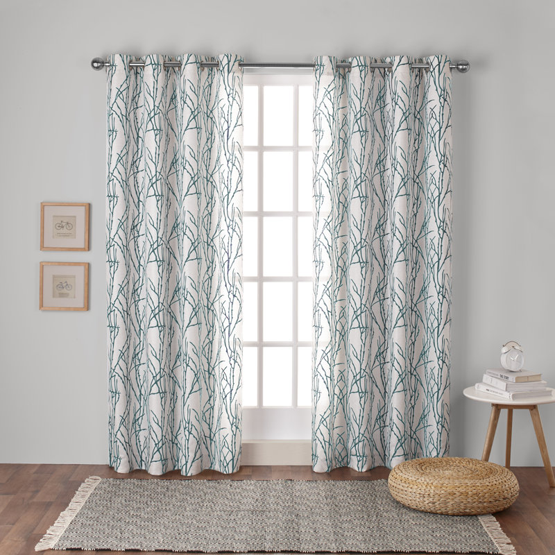 Bellicent Floral Semi-Sheer Grommet Curtain Panels, 54" W x 108" L, Natural