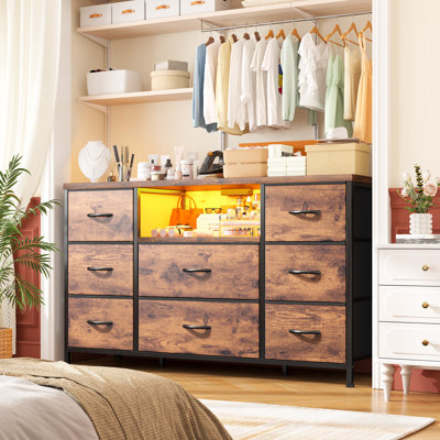 Dresser For Bedroom With Led Lights & Power Outlets, Bedroom Dressers With 8 Drawers, Tv Stand Dresser For Bedroom
