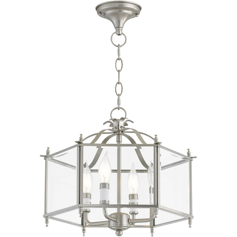 Lustre tambour 4 lumières Azita, Nickel brossé