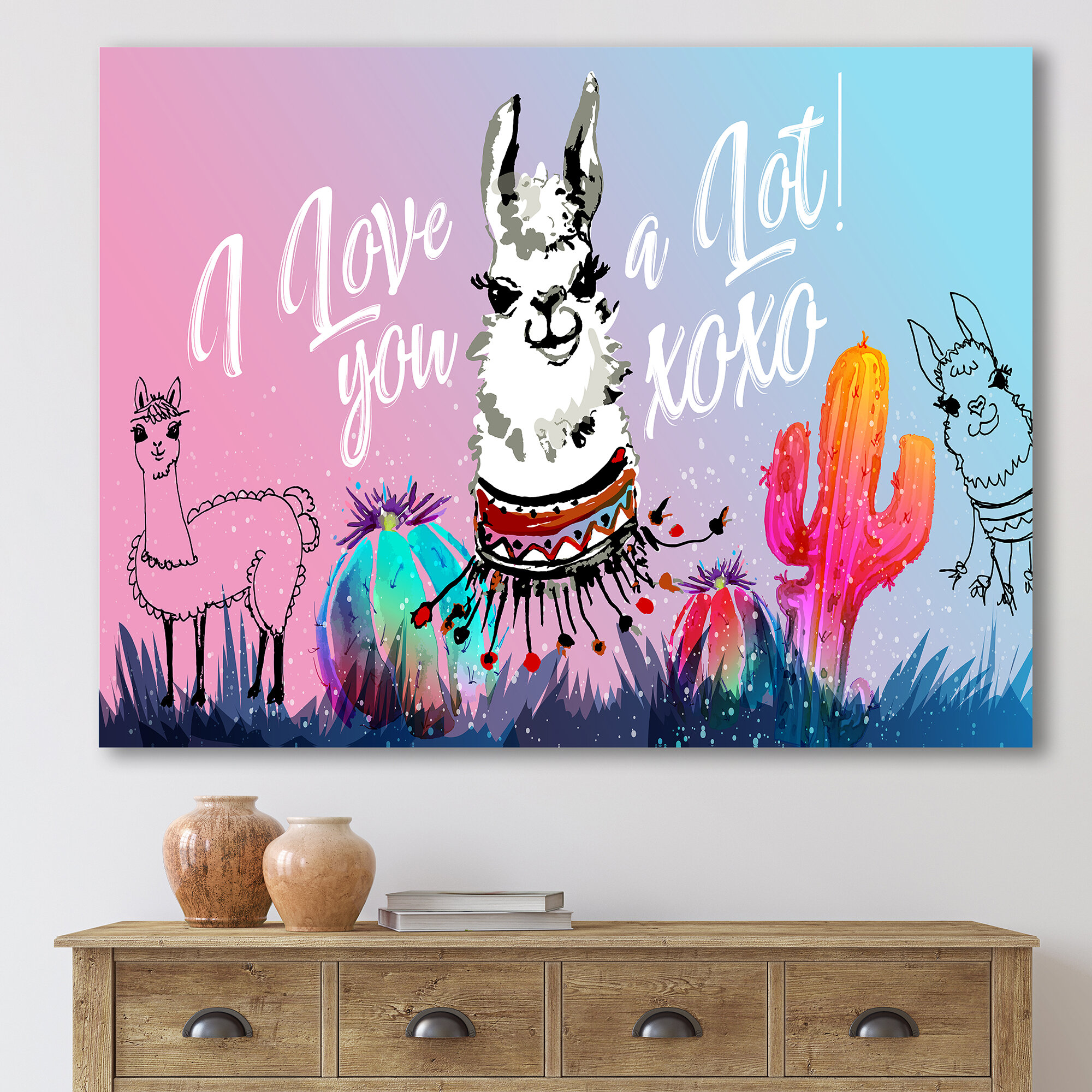 On　I　Llama　Framed　Cartoon　Alpaca　Love　Lot　You　A　international　Bless　Wayfair　Canvas　Painting