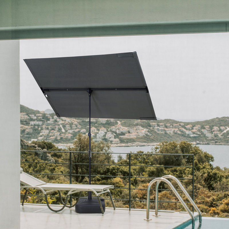 Brieona 180cm Tilt Market Parasol, Grey/Brown/Blue