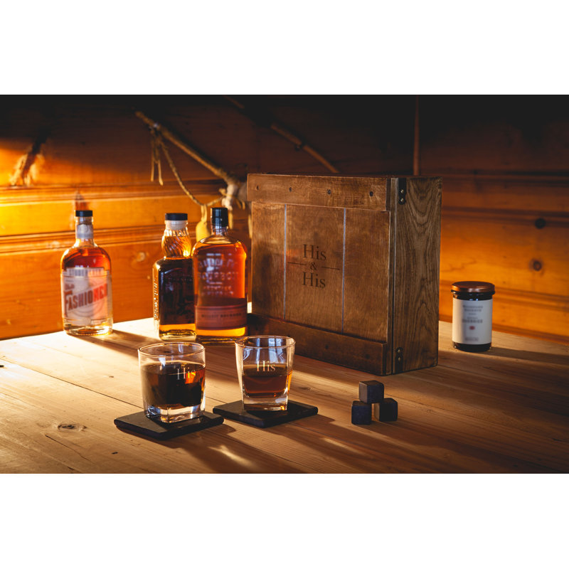 Coffret de mariage / anniversaire «Whisky Box» - ensemble de 2 verres à whisky - ensemble de cadeau de pierres à whisky