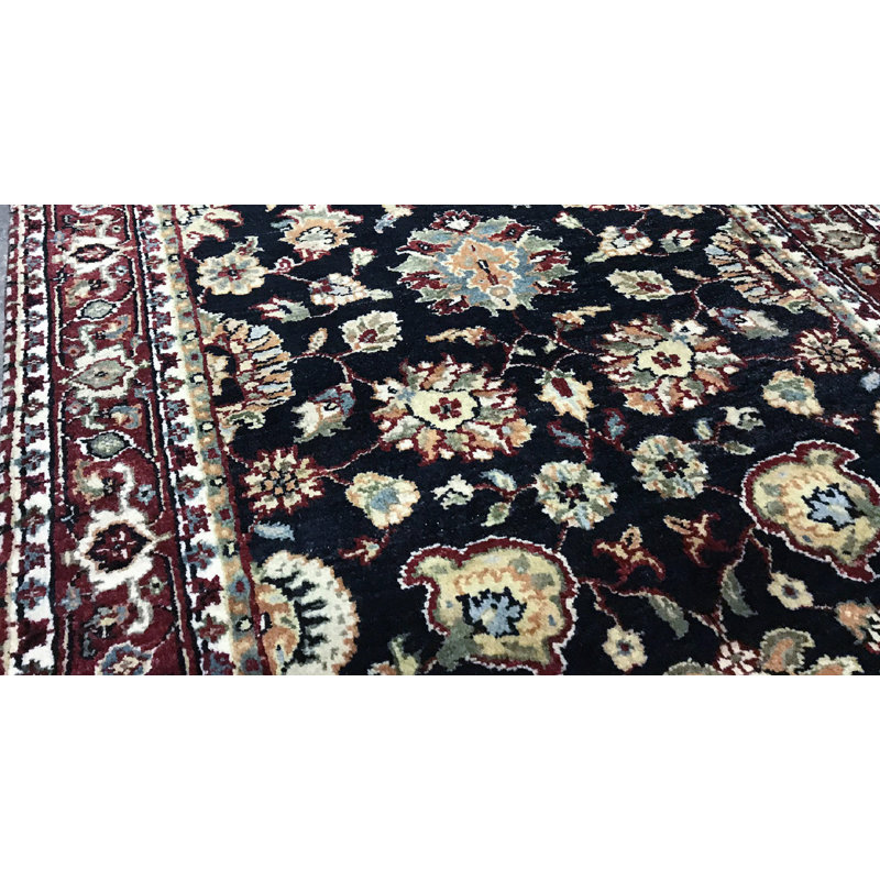 Tapis de couloir noir et rouge de haute qualité noué à la main