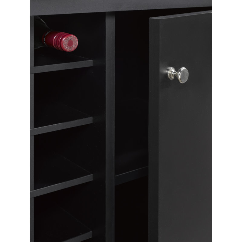 Bar avec rangement pour bouteilles de vin Emden, Noir