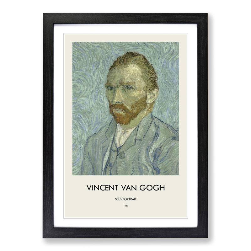 Self Portrait Vol.7 by Vincent Van Gogh - Picture Frame Painting, 65cm H x 48cm W x 2cm D, Black