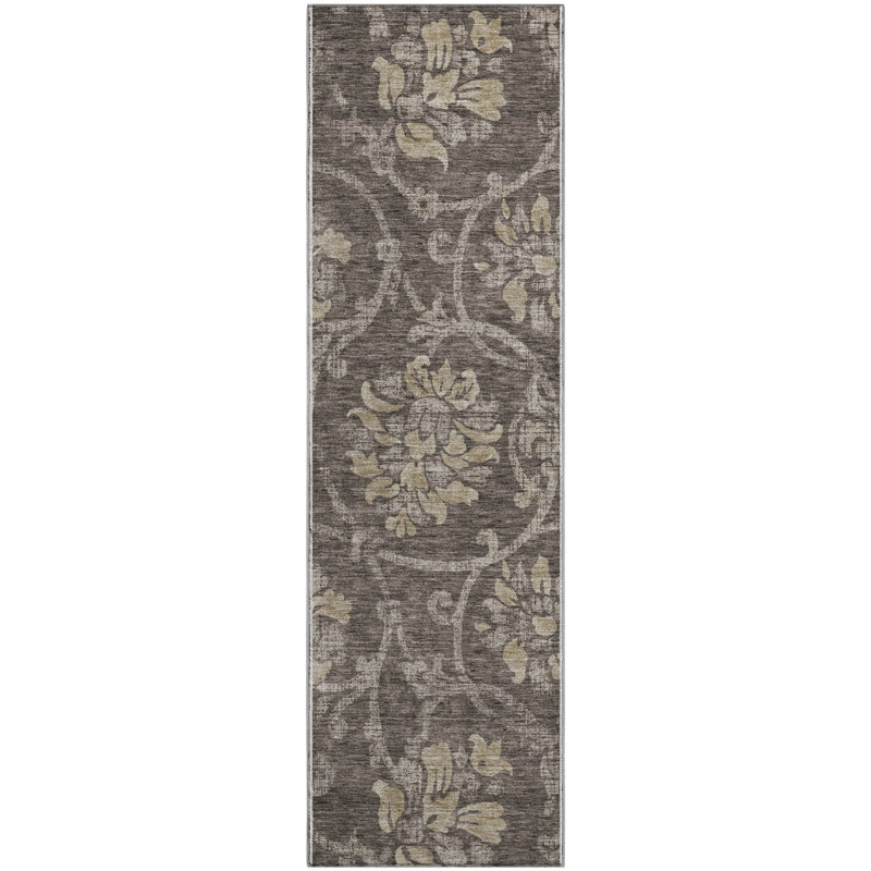 Premium Machine Washable Prisco Brown Rug, Runner 2'3" x 7'6"