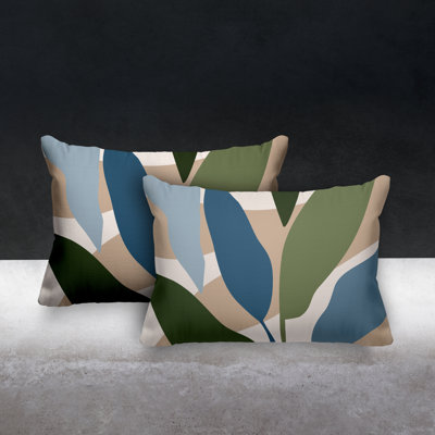 Polyester Lumbar Rectangular Indoor/Outdoor Pillow Cover & Insert