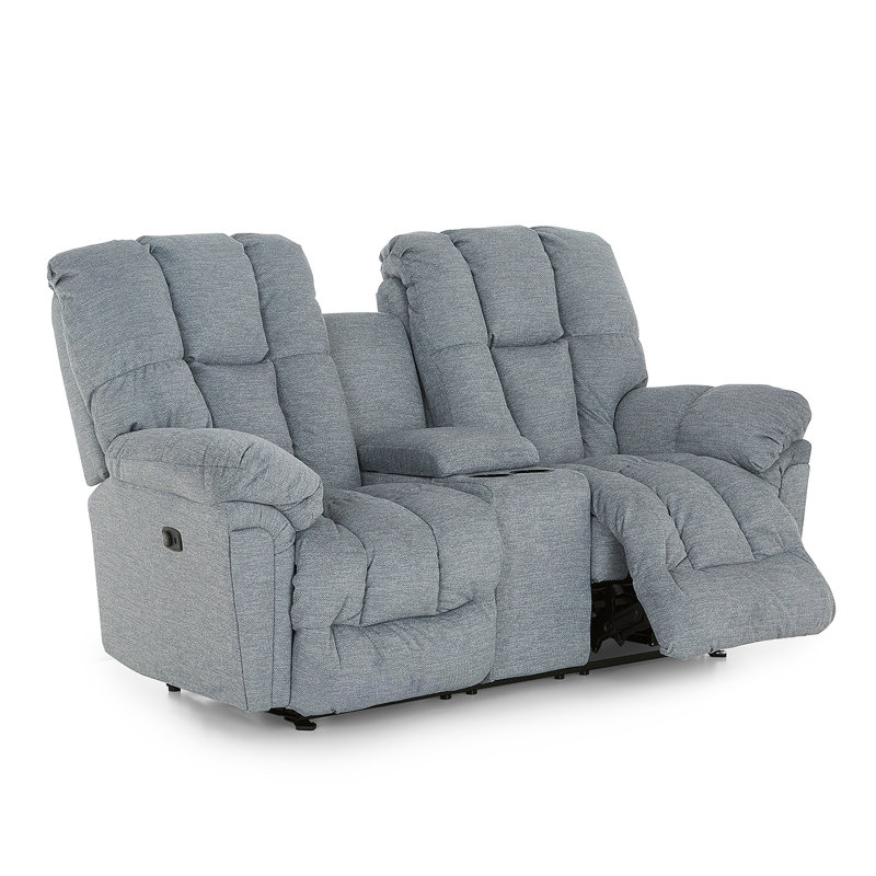 Upholstered 63'' Reclining Loveseat, Gray Polyester