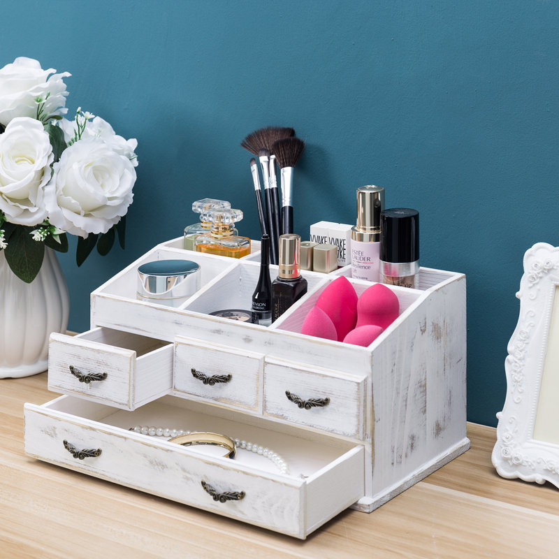 Wooden 7 Compartment Makeup Organiser