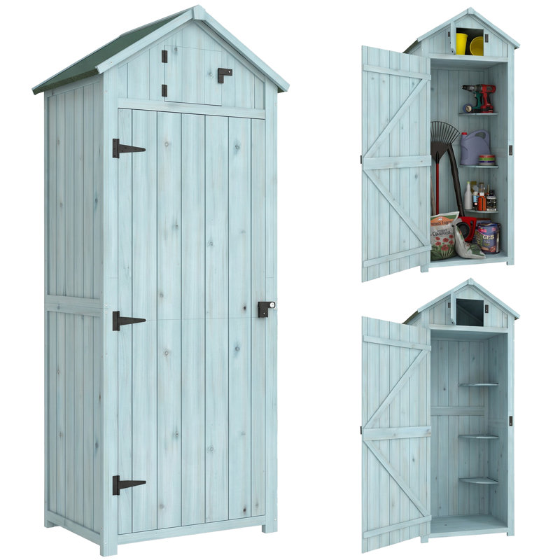 2.5 ft. W x 1.8 ft. D Solid Wood Tongue & Groove Steep Slope Tool Shed, Blue