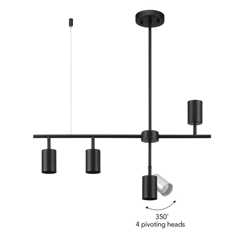 Jeremaiah 4 -Light Fixed Track Track Kit with Dimmable and Adjustable Head, 29.9" H x 5.75" L x 5.75" D, Black