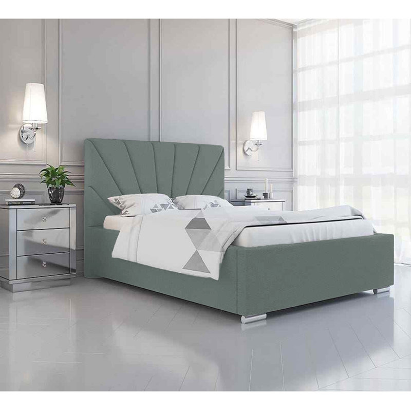Sunrise Abubaker Upholstered Bed Frame - Plush Velvet with Headboard and Sprung Slats, Mint, Double (4'6)