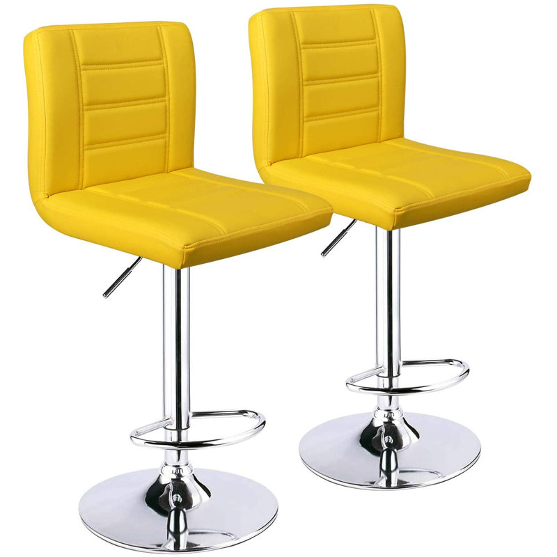 Adjustable Swivel 31.75" Bar Stool, Yellow