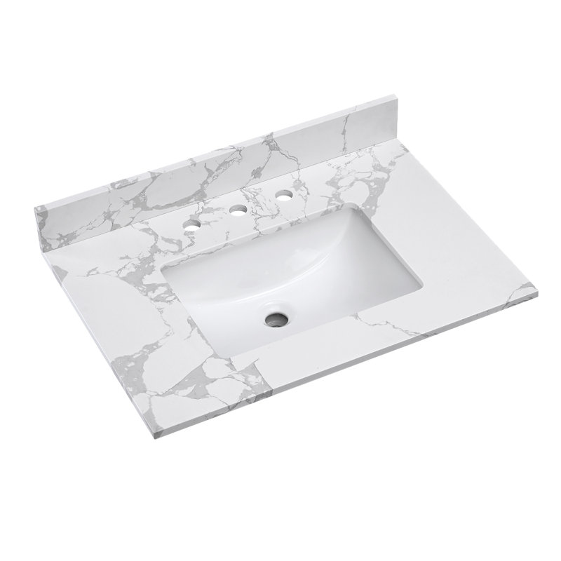 31'' Quartz Single Bathroom Vanity Top with Sink