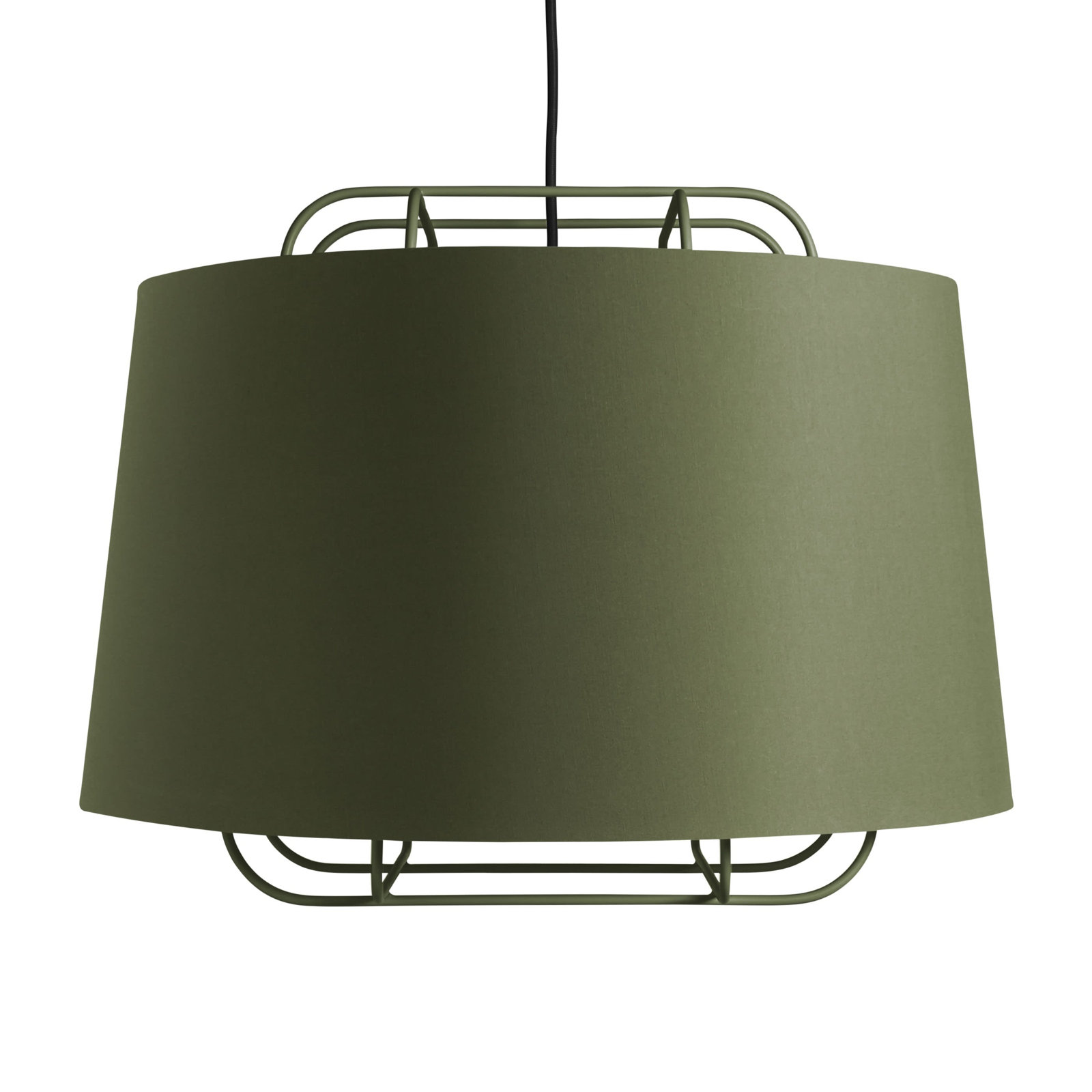 Perimeter Single Light Steel Dimmable Pendant, Olive, 17" H x 23" W x 23" D