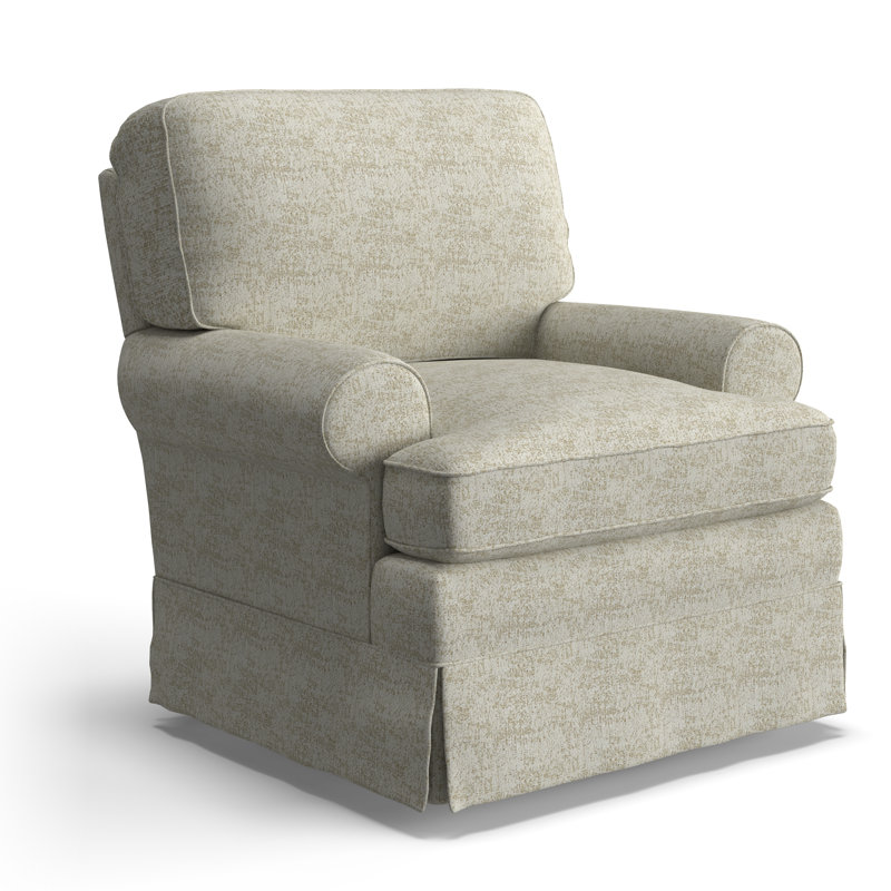 Upholstered Swivel Armchair, Malibu Parchment Performance Chenille