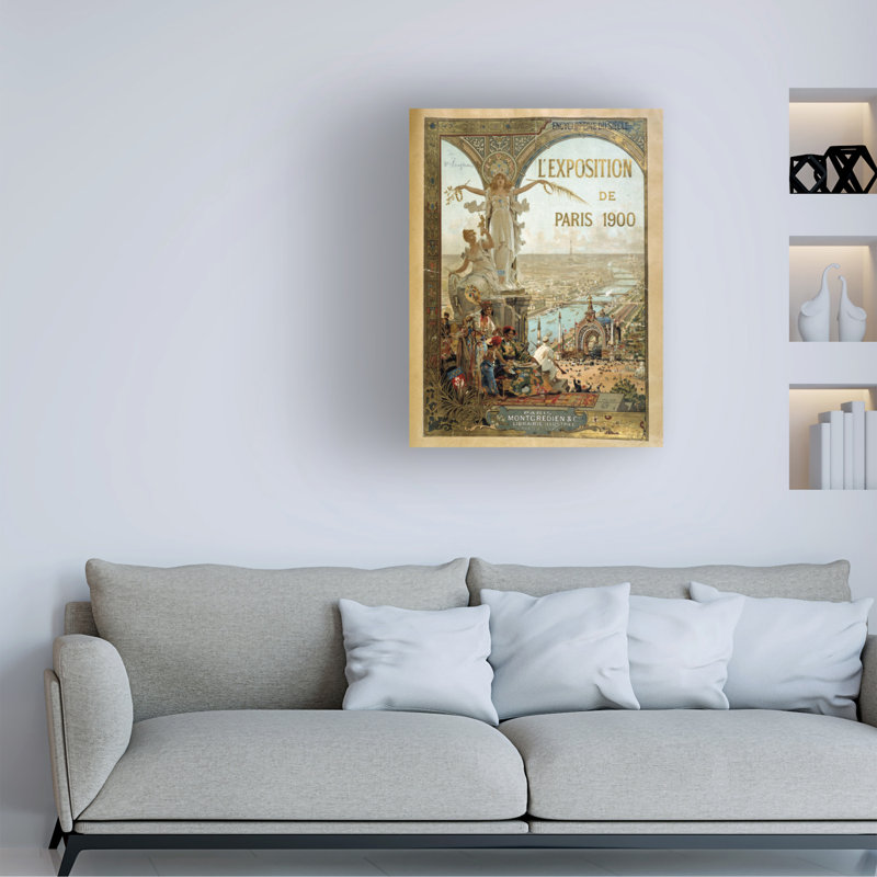 «French School Paris Exposition 1900 - Affiche publicitaire, 1900, art sur toile, H 19 po x l 14 po