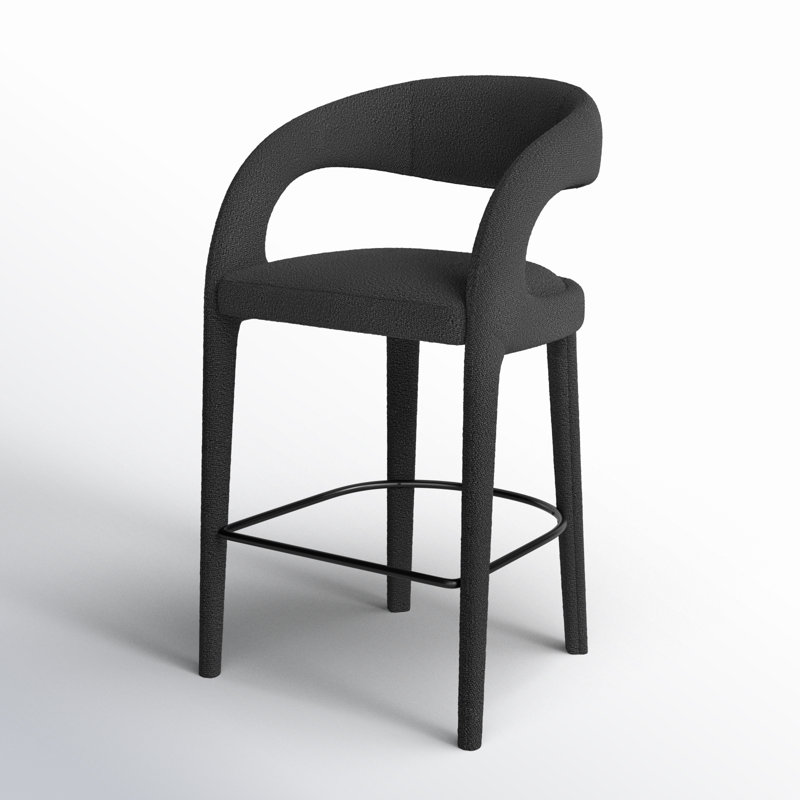 Hawkins Stool, Fiqa Charcoal Boucle/Polyester, Bar Stool (30.51" Seat Height)