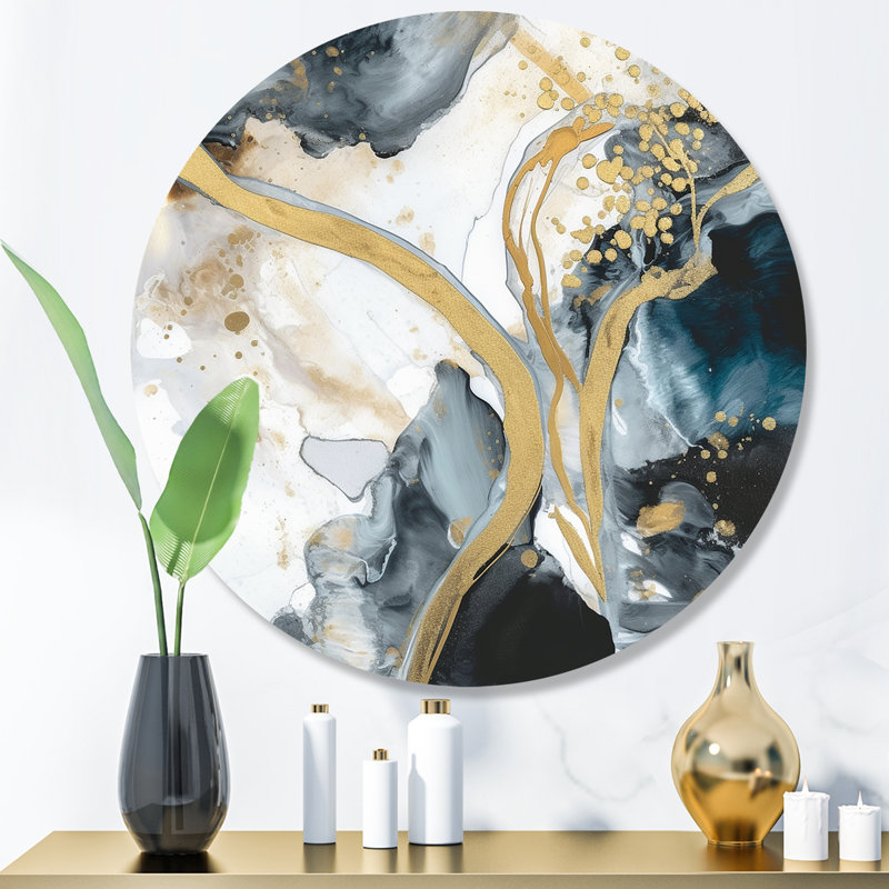 Décoration murale en marbre texturé V métal, H 16 po x l 16 po x P 1 po